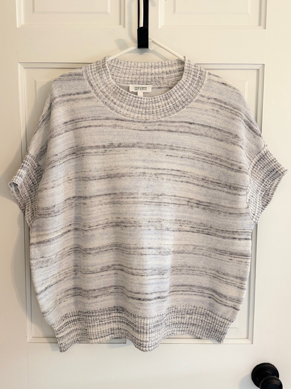 Haven Well Within Organic Cotton Knit Sweater Tee Gray Stripe Large‎